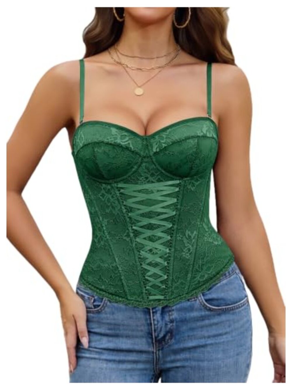 Women's Corset Top Lace Bustier Underwire Going Out Crop Top Viscose Spandex